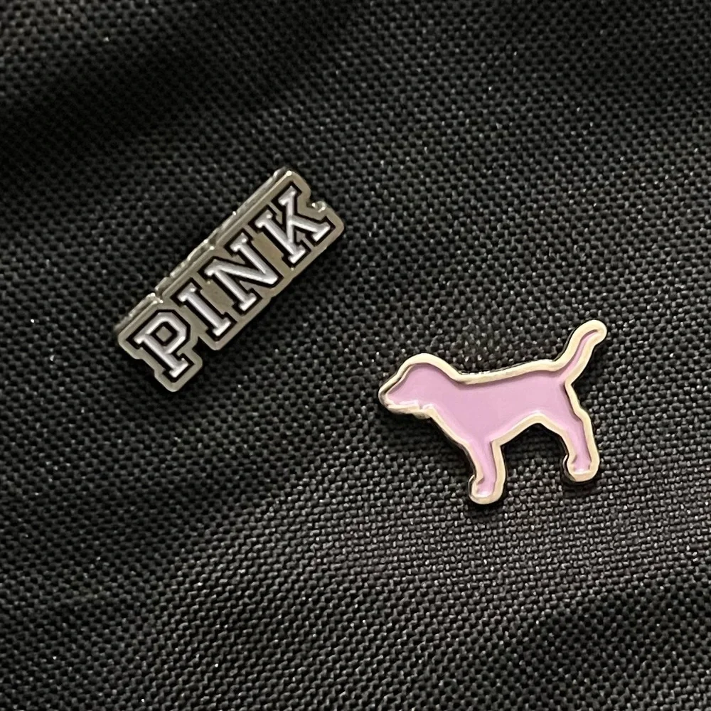 PINK 💕Victoria's Secret Black 🖤Small Backpack w/Logo & Exclusive Pins Details - Picture 10 of 16